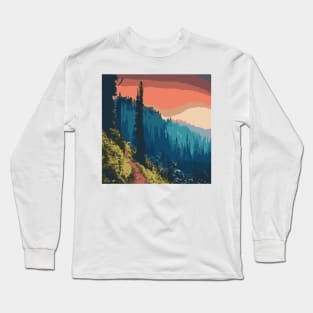 Serene Wilderness I Mountains Trees landscape Long Sleeve T-Shirt